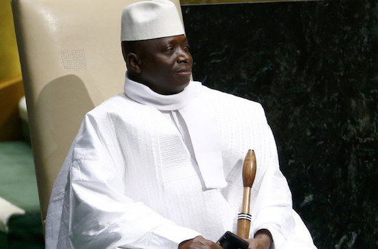 Presidente de Gambia, Yahya Jammeh en la oficina central de la ONU en Nueva York, el 25 de septiembre de 2014